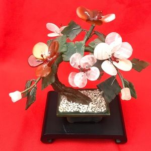 Mame BONSAI Tree Agate Quartz Jade Carved JADE Pot